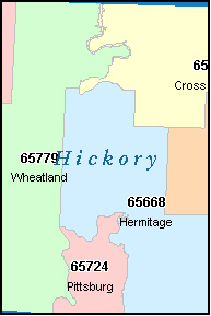 HICKORY County, MO ZIP Code Map