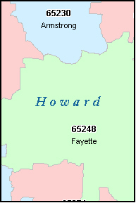 HOWARD County, MO ZIP Code Map