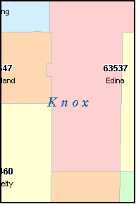 KNOX County, MO ZIP Code Map