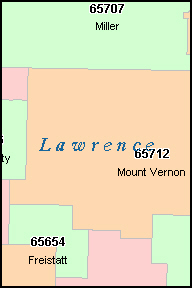LAWRENCE County, MO ZIP Code Map