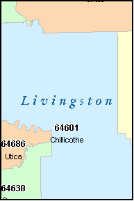 LIVINGSTON County, MO ZIP Code Map