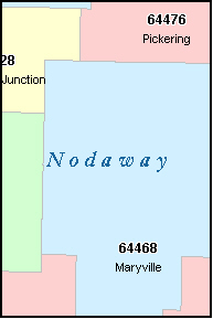 NODAWAY County, MO ZIP Code Map