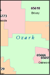 OZARK County, MO ZIP Code Map