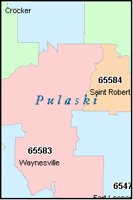 PULASKI County, MO ZIP Code Map
