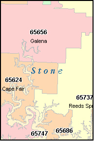 STONE County, MO ZIP Code Map