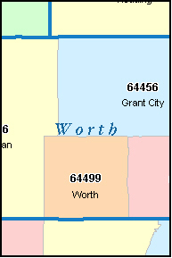WORTH County, MO ZIP Code Map