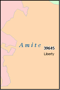 AMITE County, MS ZIP Code Map