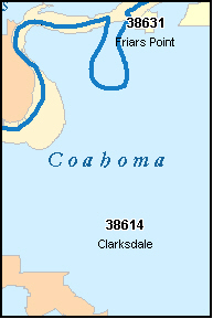 COAHOMA County, MS ZIP Code Map