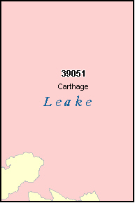 LEAKE County, MS ZIP Code Map