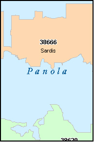 PANOLA County, MS ZIP Code Map
