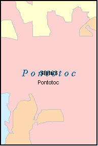 PONTOTOC County, MS ZIP Code Map