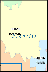 PRENTISS County, MS ZIP Code Map