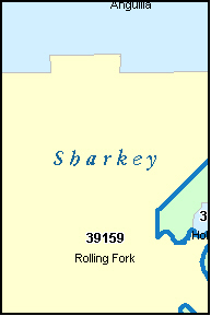 SHARKEY County, MS ZIP Code Map