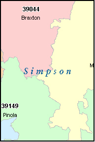 SIMPSON County, MS ZIP Code Map
