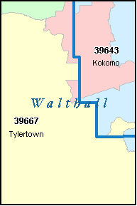 WALTHALL County, MS ZIP Code Map