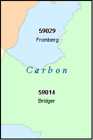 CARBON County, MT ZIP Code Map