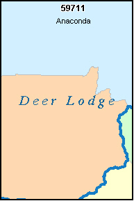 DEER LODGE County, MT ZIP Code Map