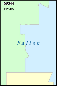 FALLON County, MT ZIP Code Map