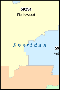 SHERIDAN County, MT ZIP Code Map