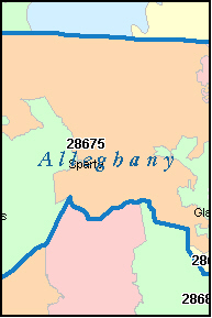 ALLEGHANY County, NC ZIP Code Map