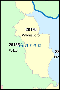 ANSON County, NC ZIP Code Map