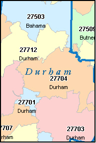 DURHAM County, North Carolina Digital ZIP Code Map