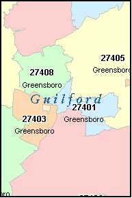 Greensboro North Carolina Zip Code Map