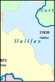 HALIFAX County, NC ZIP Code Map