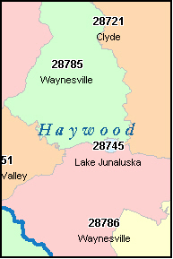 HAYWOOD County, NC ZIP Code Map
