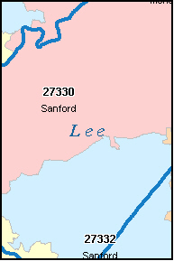 LEE County, NC ZIP Code Map