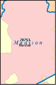 MADISON County, North Carolina Digital ZIP Code Map