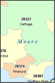 moore county zip code map nc carolina north codes