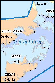 PAMLICO County, NC ZIP Code Map