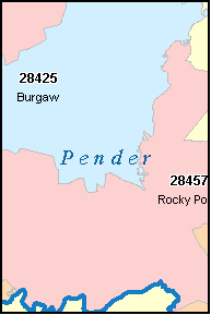 PENDER County, NC ZIP Code Map