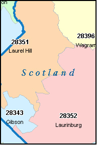SCOTLAND County, NC ZIP Code Map