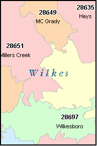 WILKES County, NC ZIP Code Map