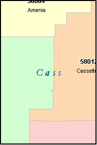 CASS County, ND ZIP Code Map