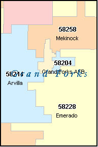 GRAND FORKS North Dakota ND ZIP Code Map Downloads
