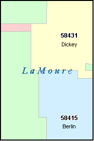 LAMOURE County, ND ZIP Code Map
