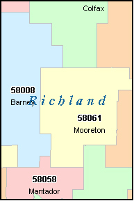 RICHLAND County, ND ZIP Code Map