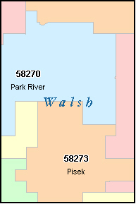 WALSH County, ND ZIP Code Map