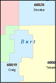 BURT County, NE ZIP Code Map