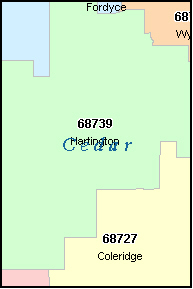 CEDAR County, NE ZIP Code Map