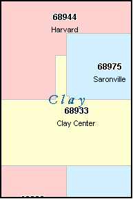 CLAY County, NE ZIP Code Map