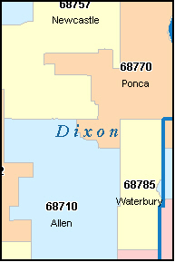 DIXON County, NE ZIP Code Map