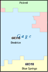 GAGE County, NE ZIP Code Map