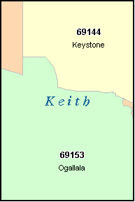 KEITH County, NE ZIP Code Map