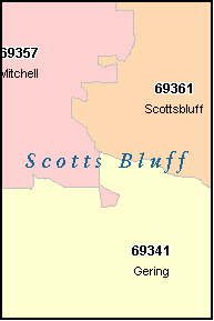 SCOTTS BLUFF County, Nebraska Digital ZIP Code Map