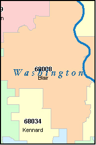 WASHINGTON County, Nebraska Digital ZIP Code Map