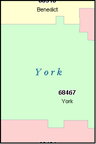 YORK County, NE ZIP Code Map